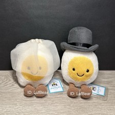 AUTHENTIC   NWT Jellycat amuseables boiled egg bride  groom bundle- FAST SHIP 