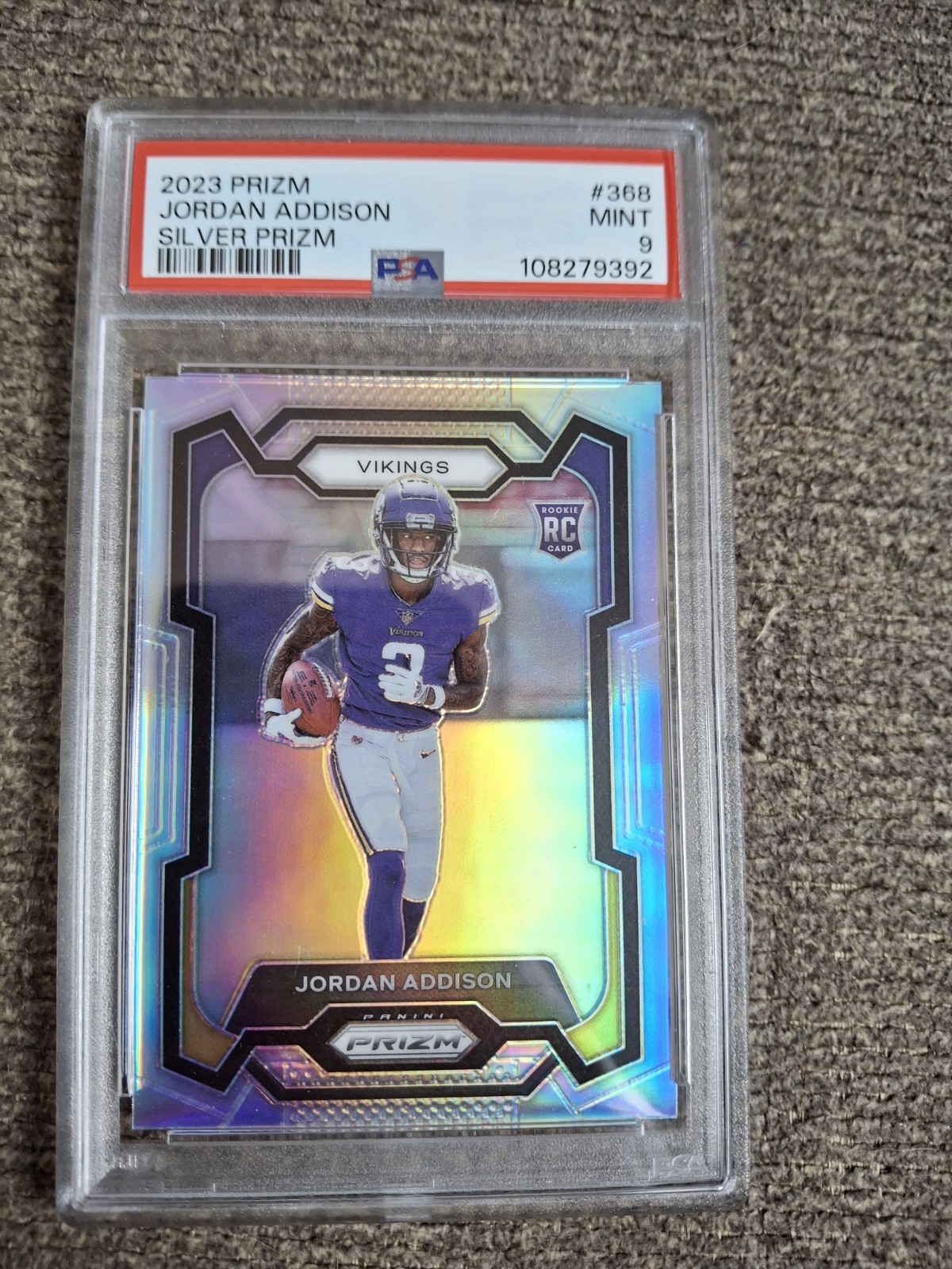 2023 PANINI PRIZM JORDAN ADDISON SILVER PRIZM #368 ROOKIE PSA 9
