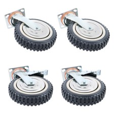 4 Pack Heavy Duty Dual Brakes Swivel 8 Inch Swivel Caster Wheels Pu 440Lbs