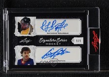 2021-22 Leaf Signature Series Black 1/1 Ray Bourque Denis Potvin Auto HOF uk2