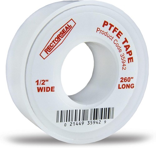 Versatile PTFE Pipe Sealant Tape, 1/2" x 260" - Easy Application for All Joints