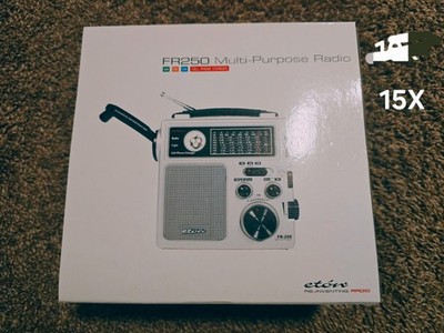 ETON FR-250 AM/FM/Short Wave Radio W/ Light/Siren/Crank - Silver Color