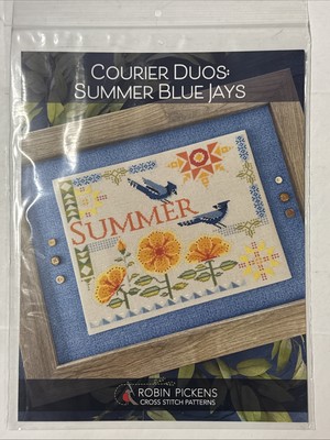 Robin Pickens Cross Stitch Patterns, Courier Duos: Summer Blue Jays