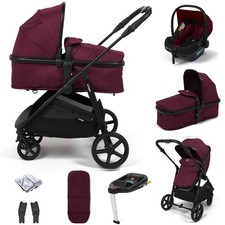 System podróżny 2w1 Wózek dziecięcy z bazą ISOFIX Fotelik samochodowy Puggle Monaco XT Burgundy UK
