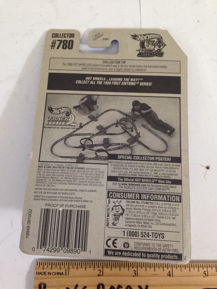 Chevy Vette 1997 Hot Wheels Collector #780 '58 Aqua azul turquesa 1958 Foto 2 de 4