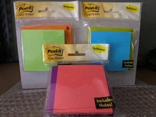 Post-It Note Holder Bulk Pk 3"x3" includes 2 pads 180 sheets misc color 6 Pack