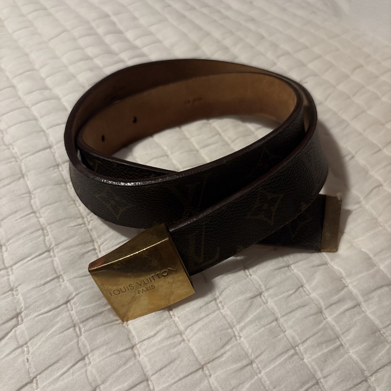EGA Louis Vuitton Monogram Ceinture Carre Brown Leather 80cm Belt/3CB0759