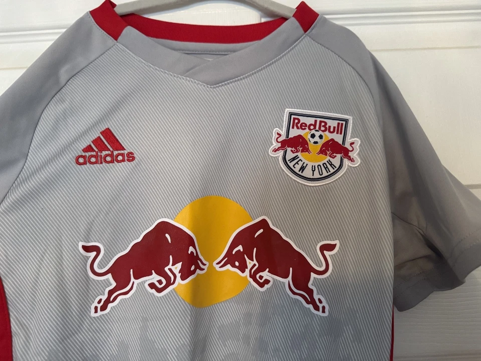 Red Bull Adidas Aeroready MLS New York Soccer Jersey Gray Kids Large 7 - Image 2 of 4