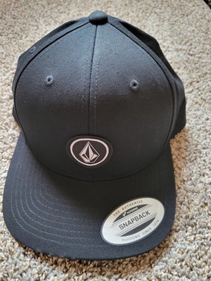 Volcom Black Solid Snapback Hat Adjustable Volcom Stone Logo Men One Size