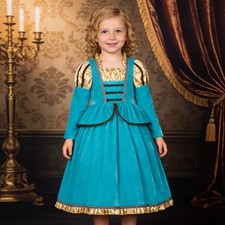 Kids Girl Halloween Cosplay Medieval Costume Scotland Princess Renaissance Dress