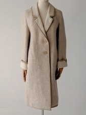 vintage late 1950s 1960s cream wool single breasted swing coat satin lined 8/10