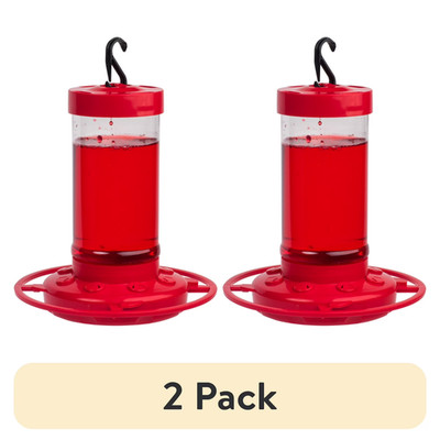 (2 pack) First Nature Hummingbird Feeder, 16 oz, Red, Plastic