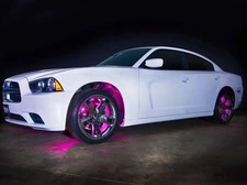 LEDGlow 4pc Pink LED Neon Wheel Well Fender Lighting Kit w 24" Flexible Tubes