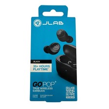 JLab Go Pop Plus True Wireless Earbuds Black 35 Hour Playtime IPX4