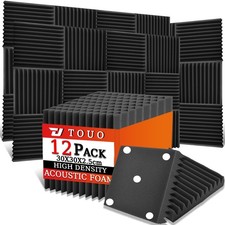 12 Pack Acoustic Panels   Sound Proof Foam Panels for Wall 12"x12"x1", Fla