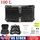100L Motorcycle Top Box Luggage Storage Case Black Al Alloy Tail Carrier Trunk