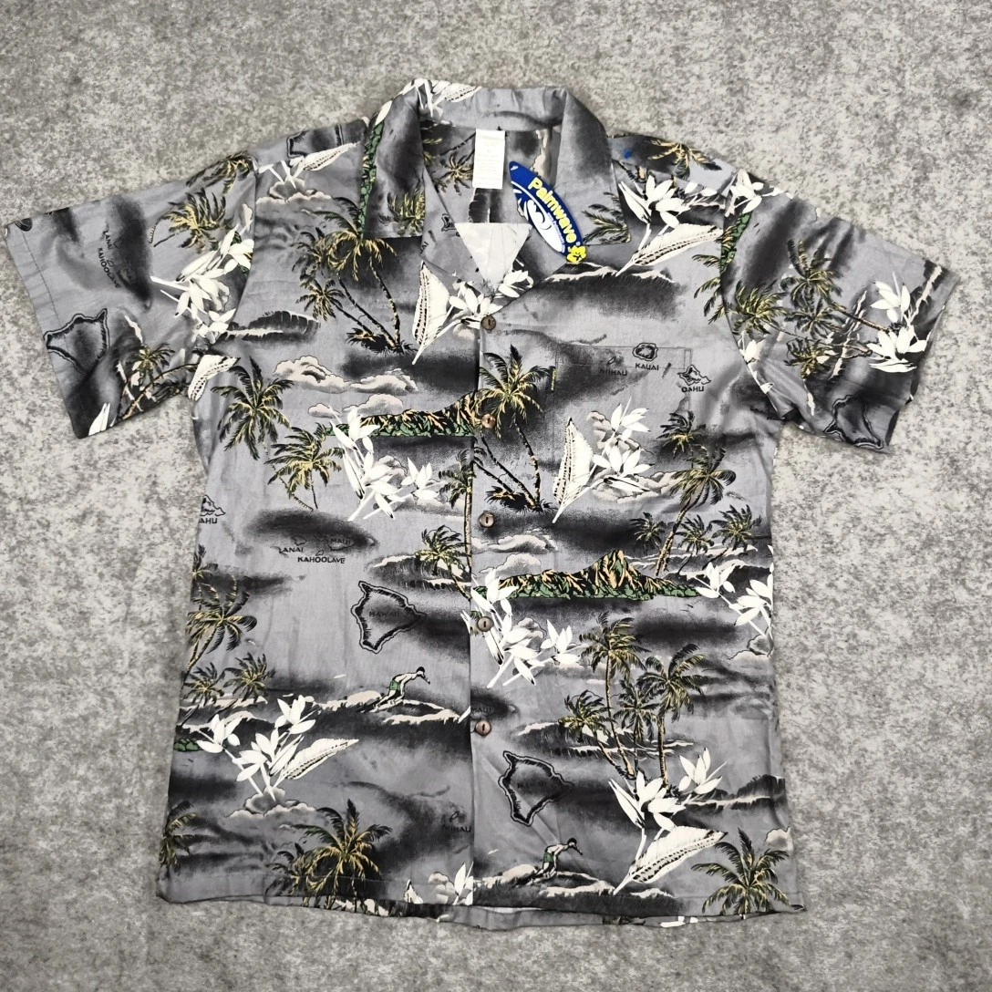 Palmwave Hawaiian Shirt Men XLarge Aloha Tropical Resort Casual Button