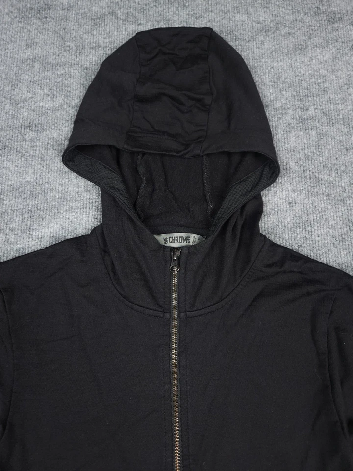 Jaqueta com capuz Chrome Industries masculina pequena preta lã merino zíper completo - Imagem 4 de 4