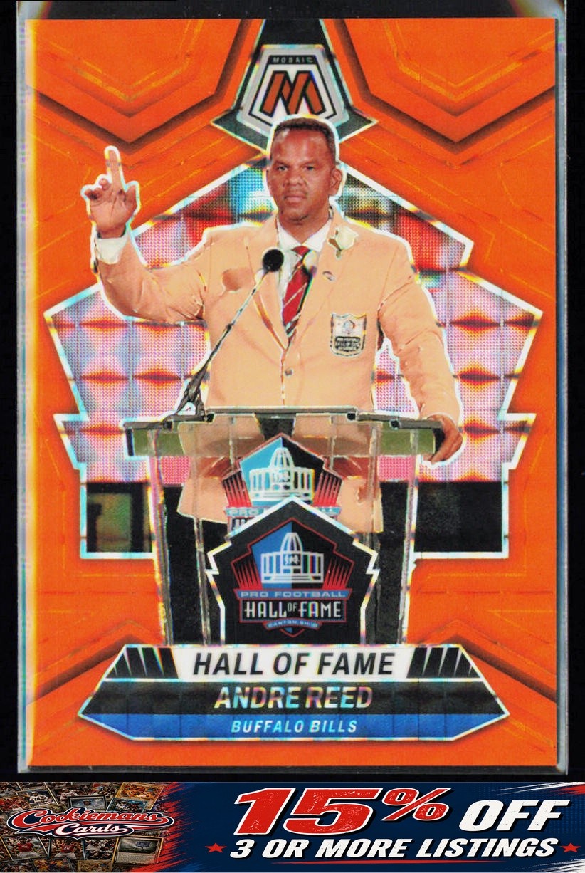 Andre Reed 2024 Panini Mosaic #300 Mosaic Orange Fluorescent #/25 Buffalo Bills