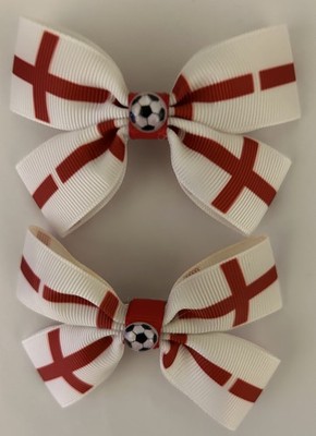2 Mädchen England Wortmeisterschaft/Fußball Handarbeit Band Haarschleifen/Verschlüsse/Clips