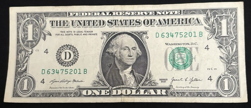 2021 Cleveland $1 Bill Fancy Broken Ladder 0,1,2,3,4,5,6,7 All Unique Numbers 
