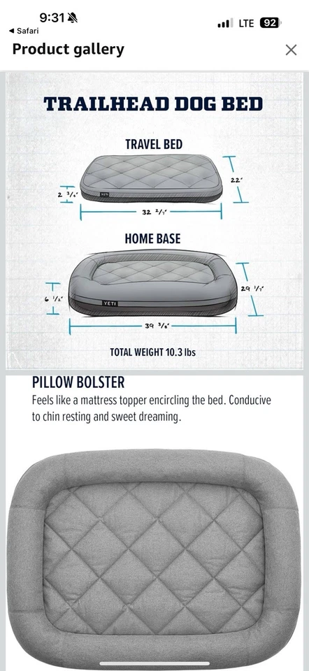 Cama para perros YETI Trailhead, diseño lavable duradero Foto 3 de 4