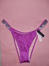 Victoria's Secret Swim Shine Strap Bikini Bottom Berry Purple M NWT