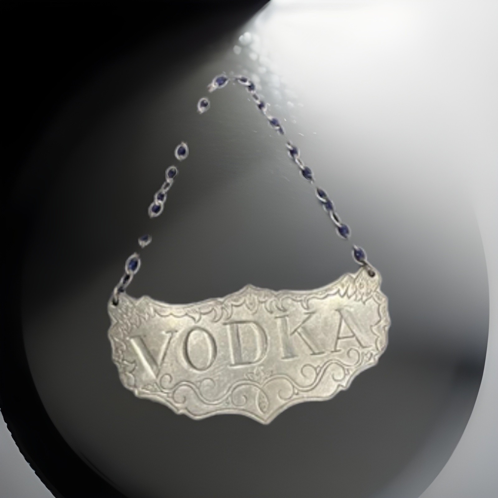 Vintage Complete Set Of 6 Stieff  Pewter Decanter Liquor Labels Tags Circa 1960s