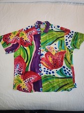 Vtg Jams World Mens XL Floral Rayon Button Down Hawaiian Shirt Made in USA. G17