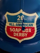 Vtg 26 Annual Soap Box Derby Racing Helmet Car Accessory Blue Hat All American
