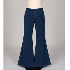 Free People Penny Pull On Flare Jeans Dark Wash Blue Denim Size 30x33 Bohemian
