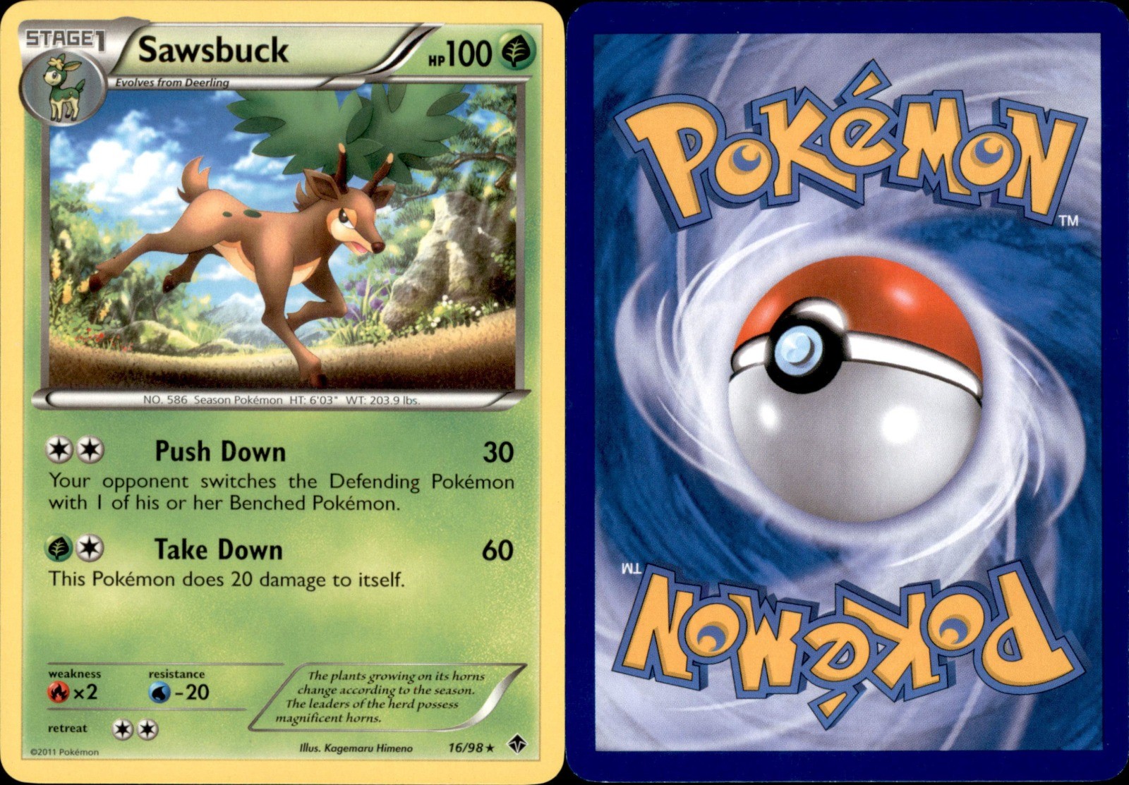 Sawsbuck 016/098 Pokemon TCG Emerging Powers Rare NM