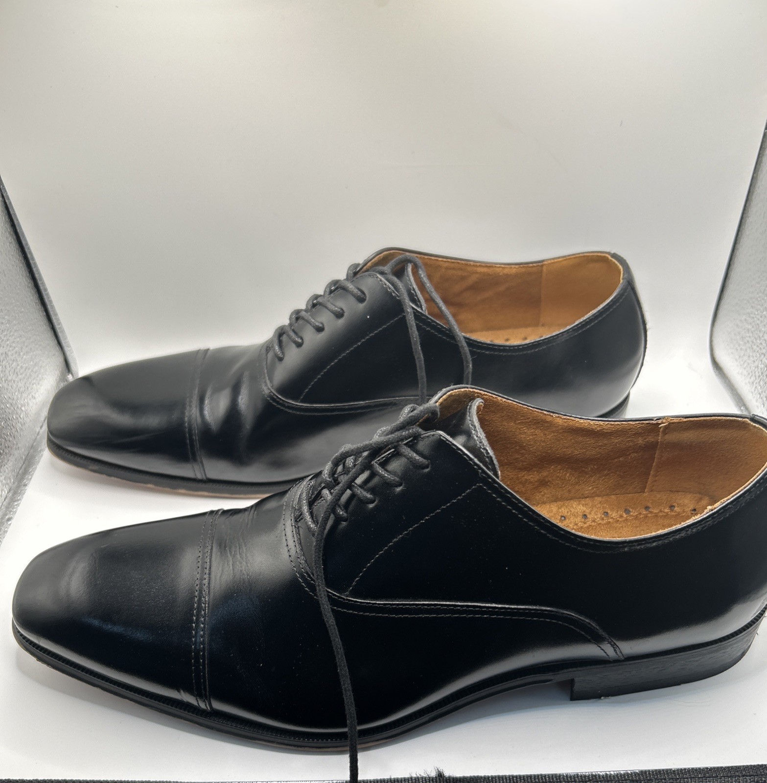 Men's FLORSHEIM Corbetta Cap Toe Dress Shoes Black Leather 14180-001 Size 10