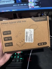Powered USB Hub, Rosonway 7-Port USB 3.2/USB C Hub — New In Box