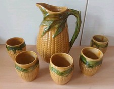 Keramik Wasser,Saft, Mostkrug 900 ml und 5 Becher