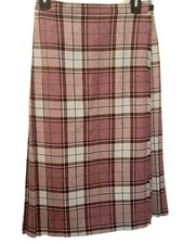Vintage The Edinburgh Woollen Mill 100 Wool Plaid Skirt Purple Plaid Wms Sz. 12