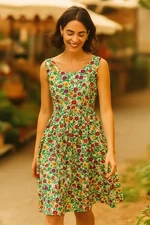 Esprit Vintage Floral Dress Sleeveless Fit & Flare 90s Style Retro Summer Casual