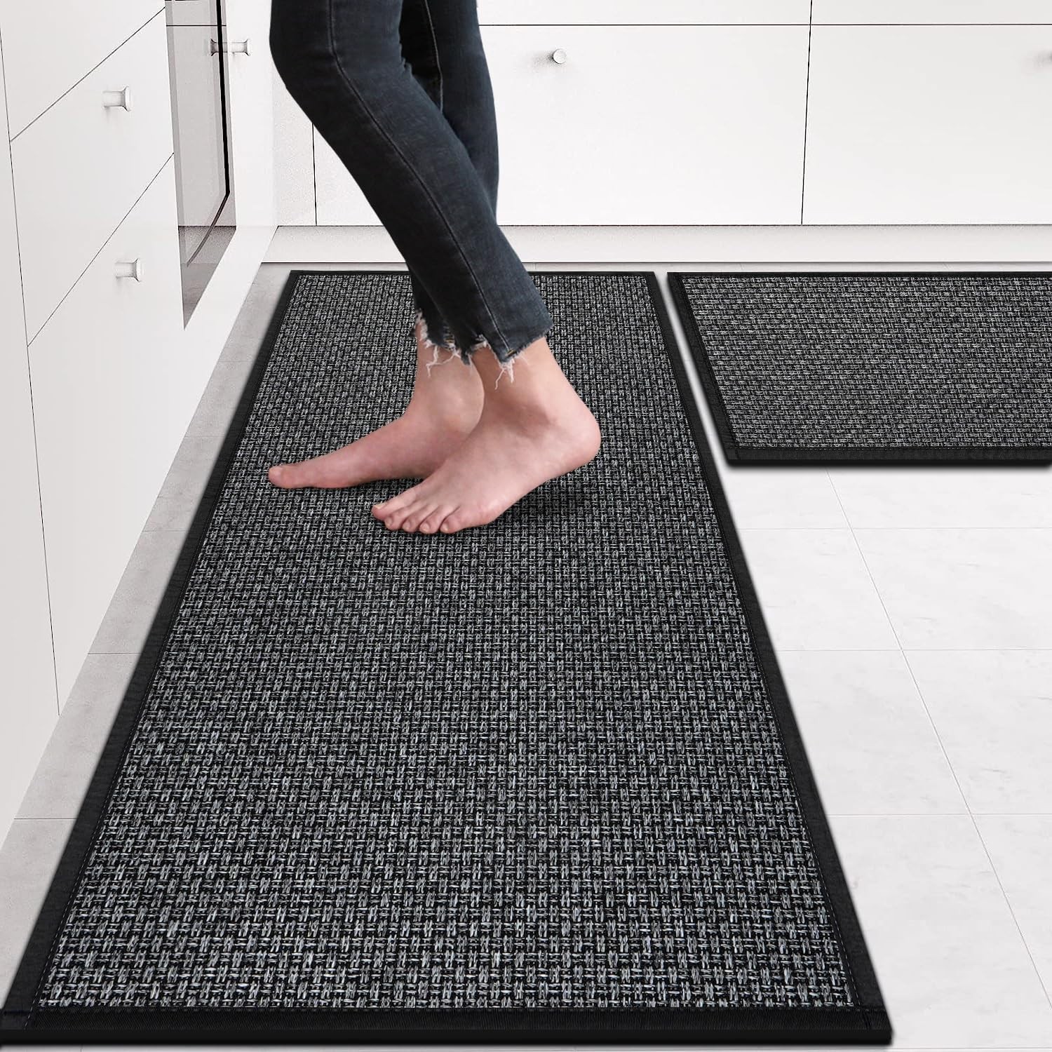 Non-Slip Washable Kitchen Rug Set of 2 Absorbent Runner Mats
