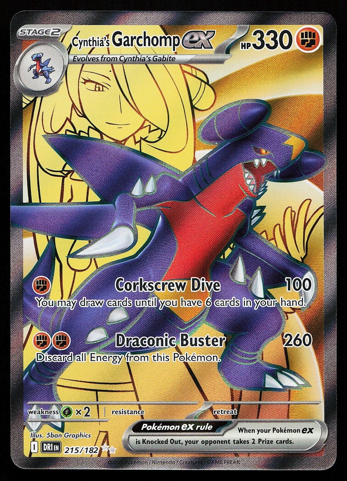 Cynthia's Garchomp ex 215/182 Ultra Rare Destined Rivals Pokémon Card