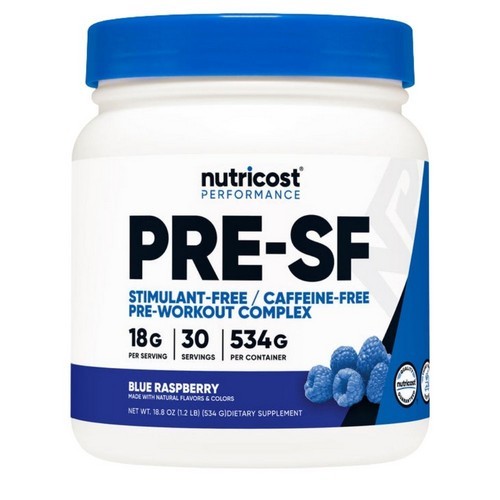 Stim-Free Pre-Workout Powder Blue Raspberry 30 Serving By Nutricost | eBay