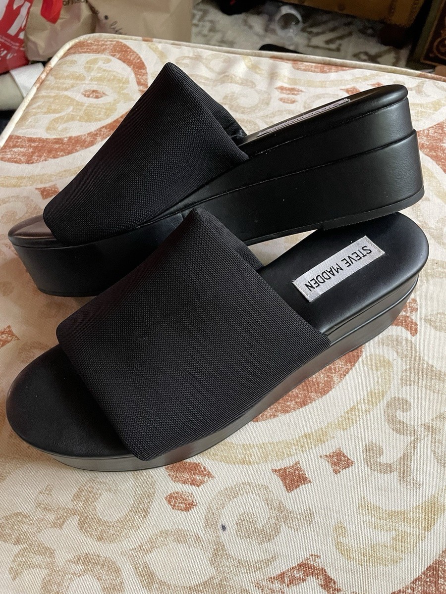 Steve Madden Y2K Vintage Slinky Black Chunky Platform Sandals Slide Womens  US 6M