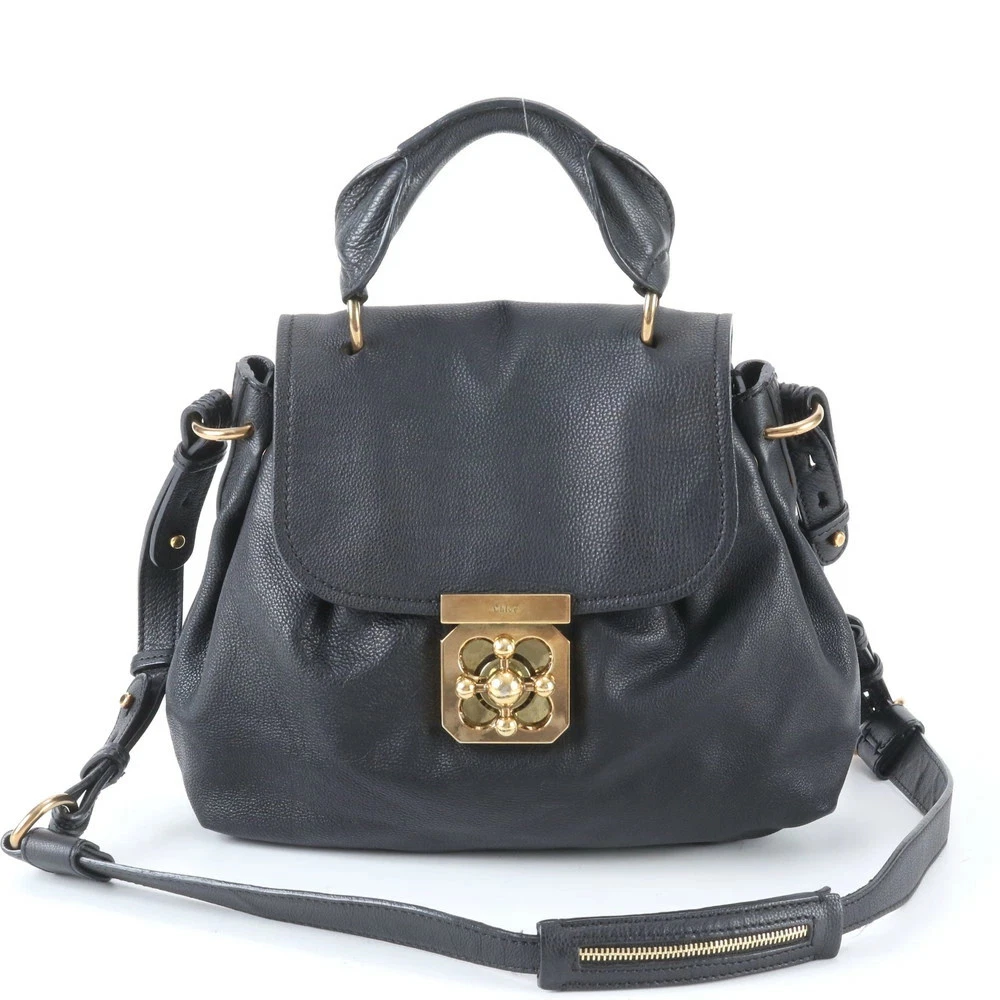 Chloe — Chloe Elsie Leather 2Way Shoulder Bag Crossbody Hand Tote Black