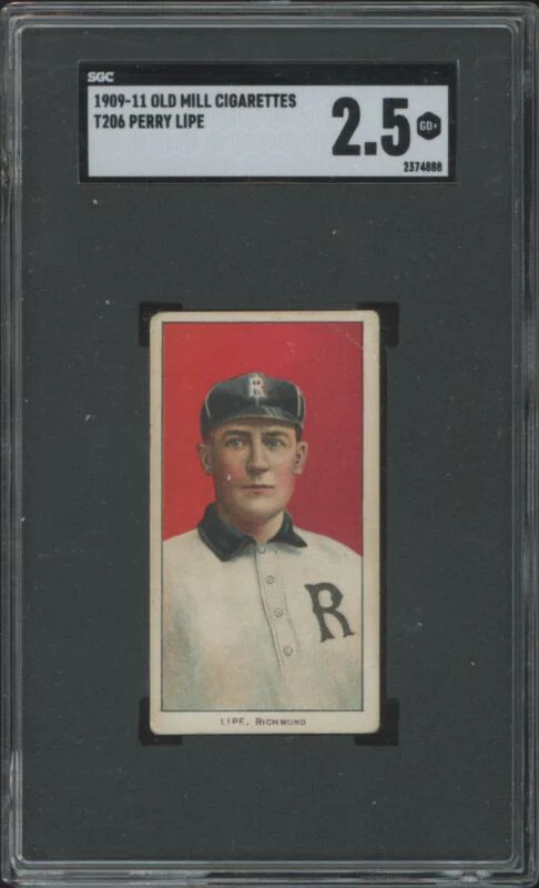 1909 T206 PERRY LIPE NNO GOOD+ OLD MILL SL SGC 2.5 BASEBALL RICHMOND COLTS