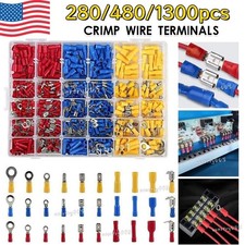 1300x Insulated Assorted Electrical Wire Connector Crimp Spade Ring Terminal Kit