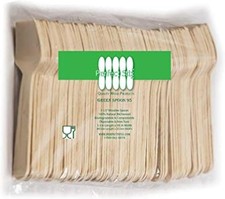 Stix Green Wooden Square Compostable Cutlery Taster Spoon With Concave, 3-1/2"
