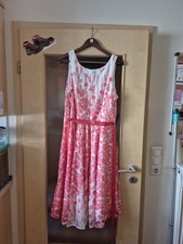 Damen Sommerkleid Ärmellos  Spitze Blüten  Gr. 44 Unterrock Gebraucht Midi 