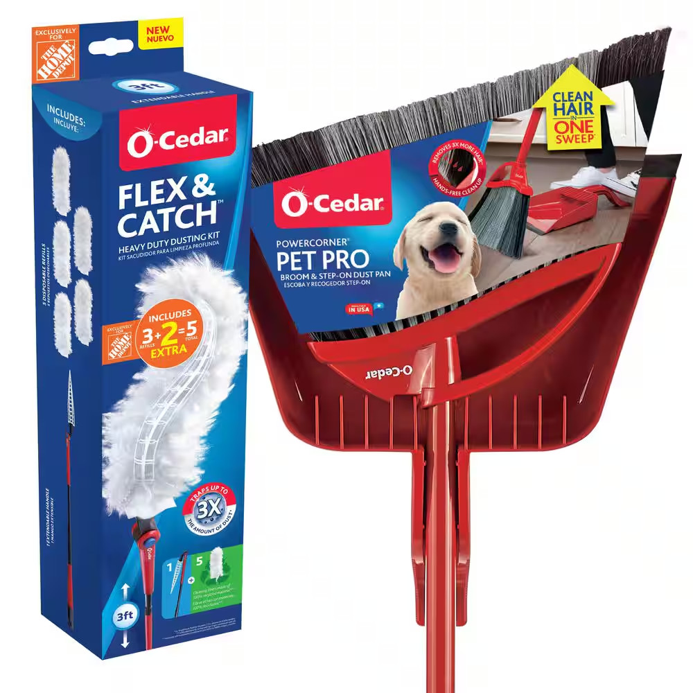 Powercorner Petpro Broom and Dustpan Set and Flex & Catch Heavy Duty Dusting Kit