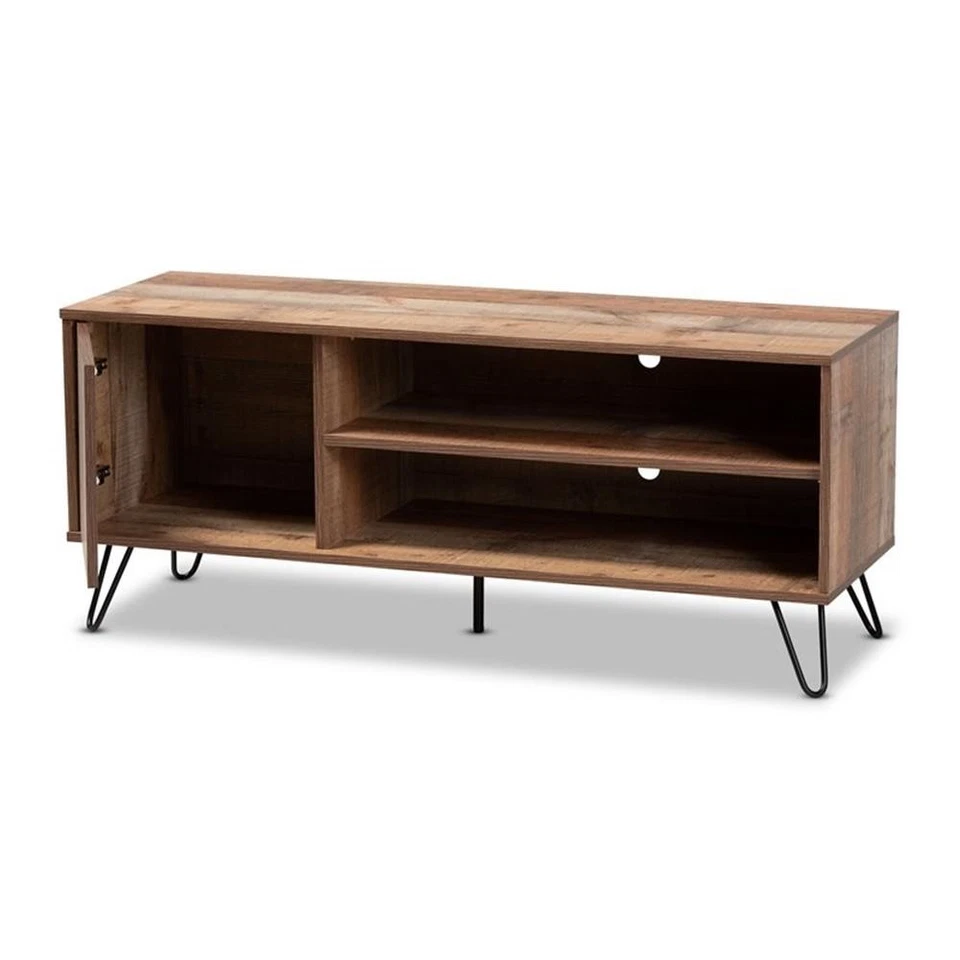 Baxton Studio Iver 1-Door Wood TV Stand in Rustic Oak - Image 2 of 4