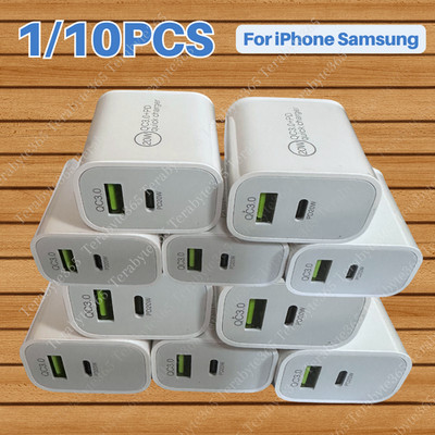USB C Fast Charging Cube Dual Port USB A & Type C PD Plug For iPhone Samsung Lot
