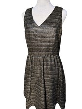 Anthropologie Moulinette Soeurs Black Brown Silver Tweed A-Line Sleeveless Dress